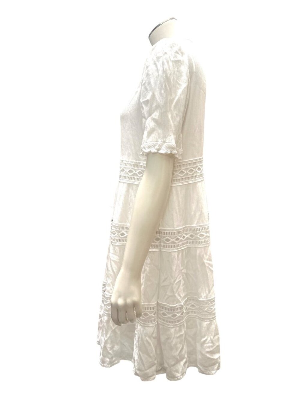 Kate Sam S White Boho Dress Lace Layered Relaxed Fit Cottage Tiered Coastal Look - Picture 9 of 13